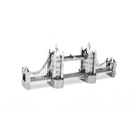 Arquitectura de MetalEarth: PUENTE DE TORRE DE LONDRES 13.87x1.98x5.65cm, modelo 3D del metal con 2 hojas, en la tarjeta 12x17cm