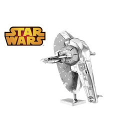MetalEarth: STAR WARS ESCLAVO I 8.26x5.08x7.62cm, modelo 3D metálico con 2 hojas, sobre tarjeta 12x17cm, 14+