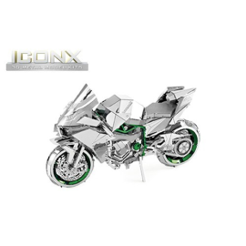 MetalEarth: ICONX - KAWASAKI NINJA 12.19x5.08x7.62cm, modelo 3D metálico con 2 hojas, en caja 13,5x22x2cm, 14+