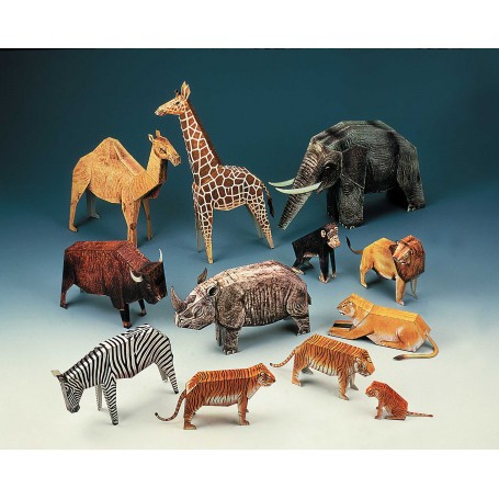 Maquetas de cartón 12 animales del zoológico