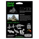 Arquitectura de MetalEarth: HIMEJI CASTLE 7.2x6.9x6cm, modelo 3D metálico con 3 hojas, sobre tarjeta 12x17cm, 14+