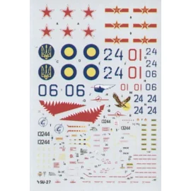 Sukhoi Su-27 Flanker (4) All 1992 schemes. Blue 24 582 Fighter Regt CIS Air Force 1992 Red 10 Russian Air Force Training Center 
