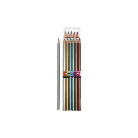 Varios lápices y rotuladores Lápices de colores Colortime, mina 3 mm, colores metalizados, 6ud