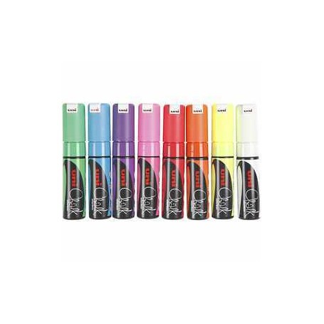  Rotuladores Chalk, trazo ancho: 8 mm, surtido de colores, 8ud