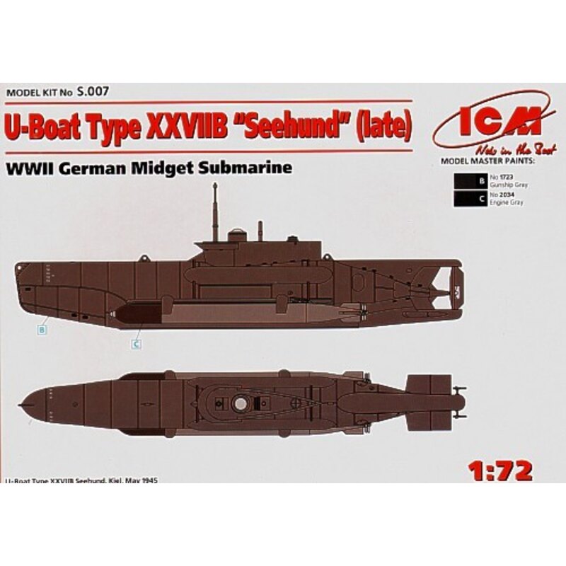 Maquetas de barcos U-Boat Type XXVIIB Seehund late version midget submarine