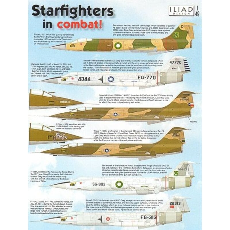 Lockheed F-104 Starfighters in Combat (6) Lockheed F-104A D Pakistan Air Force Lockheed F-104C 0-70927 Debbbie Sue and 0-60910 T