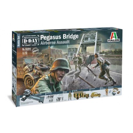  Pegasus Bridge Glider AssaultPegasus Bridge (MDF Laser Cut) British ParatroopsGerman Paratroops3 x German Guns (2 x AT y 1 x Fl