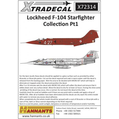  Calcomanía Lockheed F-104 Starfighter Collection Pt1 (12) F-104G Starfighter '32733', '161-25' de Escadron 61, Ala 6, Ejercito 
