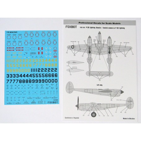  Calcomanía Plantillas para Lockheed P-38 Lightning (diseñado para usarse con los kits Trumpeter, Hobbycraft, Revell) [P-38J / P