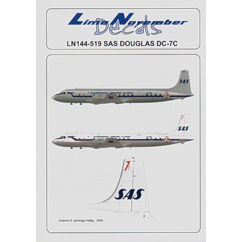 Douglas DC-7C Scandinavian Airline Services/SAS Includes all seventeen registrations and names for the whole fleet.