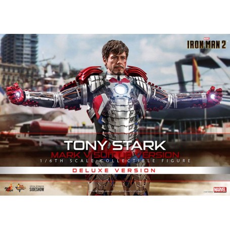  Iron Man 2 Figura de acción Movie Masterpiece 1/6 Tony Stark (Mark V Suit Up Version) Deluxe 31 cm