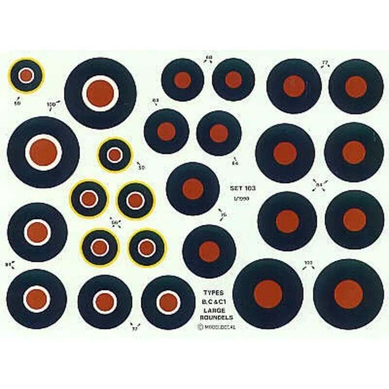 RAF WWII Roundels. Type B 60 64 75 77 84 100 Type C 77 84 100 Type C1 50 56 (RAF Roundels) RAF WWII Roundels. Type B 60 64 75 77 84 100 Type C 77 84 100 Type C1 50 56 (RAF Roundels)