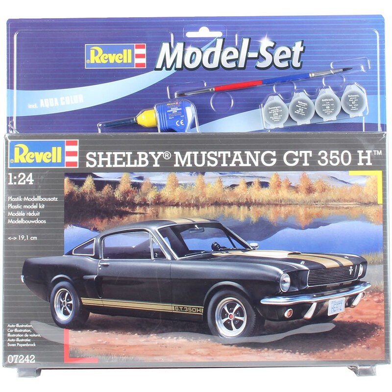 Revell Shelby Mustang Gt 350 Set - box containing the model, paints, brush and glue