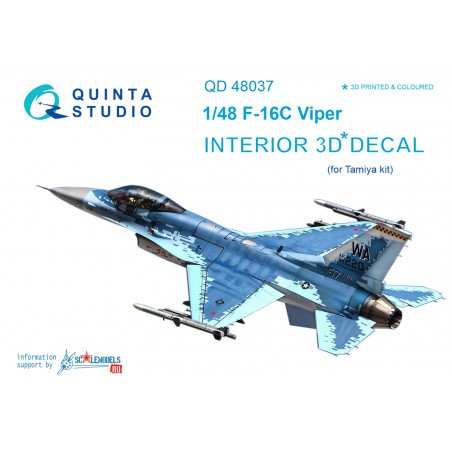  Calcomanía Lockheed-Martin F-16C Fighting Falcon Interior impreso en 3D y coloreado en papel adhesivo (diseñado para usarse con