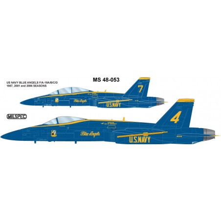  Calcomanía McDonnell-Douglas F/A-18A/B/C/D Hornet US Navy Blue Angels