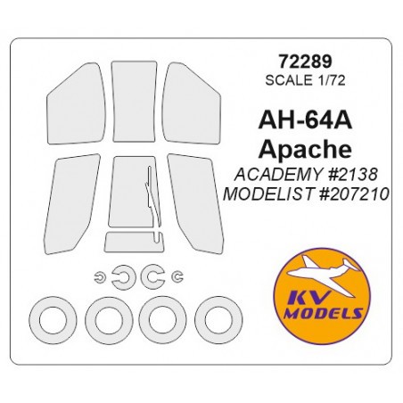  Boeing/Boeing/Hughes AH-64A Apache + máscaras de ruedas (diseñadas para usarse con el kit ACADEMY ACA2138 / kit MODELIST MD2072
