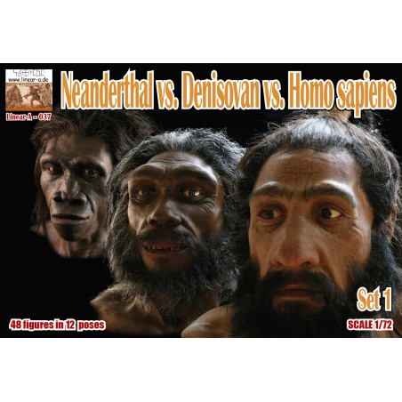 Figuras Neanderthal vs. Denisovan vs. Homo sapiens Conjunto 1