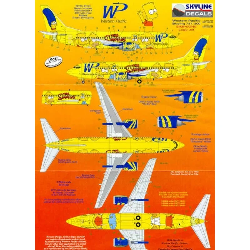  Calcomanía Boeing 737-300 THE SIMPSONS N949WP