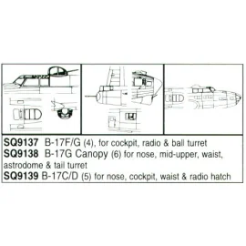 Boeing B-17F Flying Fortress/Boeing B-17G Flying Fortress canopy radio room window and ball turret (diseñado para ser ensamblado
