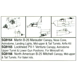 Martin B-26 Marauder Nose Cone/canopy/Turrets/Astrodome (diseñado para ser ensamblado con maquetas de Airfix)