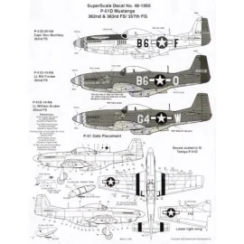 North American P-51D Mustangs 357th FG (3) 44-72244 B6-F 363 FS Capt Don Bochkay natural metal 44-14532 B6-O 363 FS Lt Bill Fric