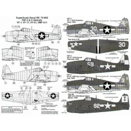 Grumman F6F-3/5 Hellcats (4) No 30/K VF-1 USS Yorktown No 3/X VF-51 USS San Jacinto both 1944 3 tone schems No 59 VF-17 USS Horn