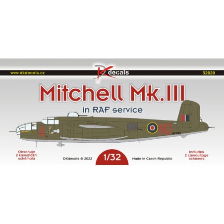  Calcomanía Mitchell Mk.III norteamericano en servicio RAF 1. Mitchell Mk.III, HD392, No.320 (holandés) Sq. RAF 2. Mitchell Mk.I