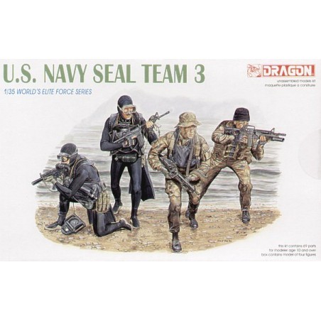Figuras Equipo SEAL de la Marina de los EE. UU. 3. 4 higos, 2 incluidos en trajes de neopreno