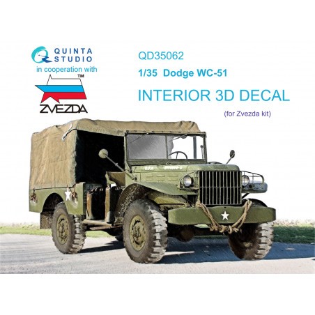 Calcomanía Dodge WC-51 Interior coloreado e impreso en 3D en papel adhesivo (diseñado para usarse con kits Zvezda)