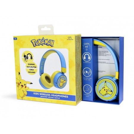  POKEMON - Auriculares inalámbricos Junior - Pikachu