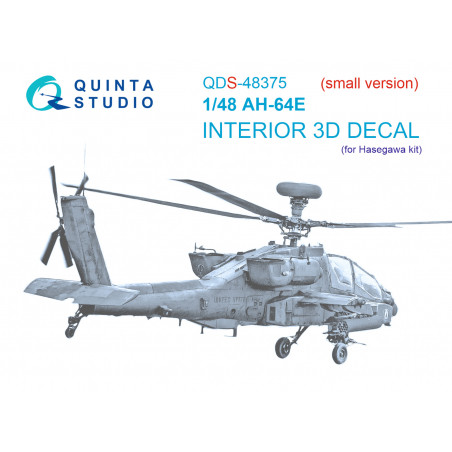  Boeing/Hughes AH-64E 3D-Printed & coloured Interior on decal paper (designed to be used with Hasegawa kits) (Small version)