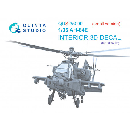  Boeing/Hughes AH-64E 3D-Printed & coloured Interior on decal paper (designed to be used with Takom kits) (Small version)