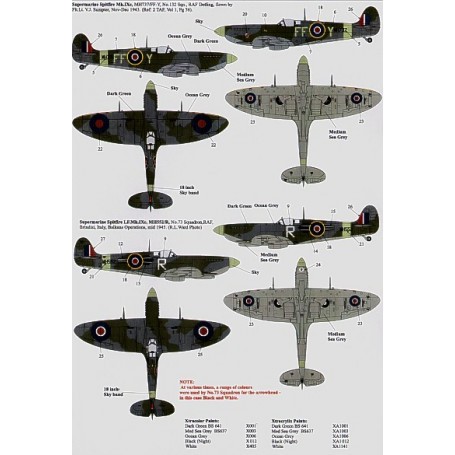  Calcomanía Reprinted. Supermarine Spitfire Mk.IX (4) IX.c MK805 SH-B 64 Squadron Flt.Lt Tony Cooper `Peter John 3′ RAF Harrowbe