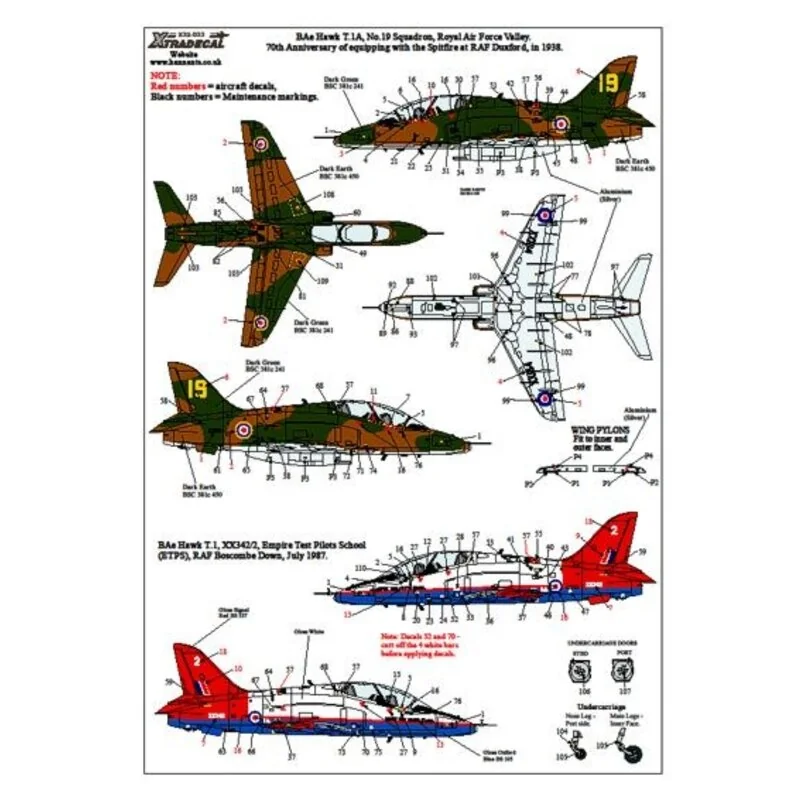 BAe Hawk T.1/T.1A (2) XX343/2 Empire Test Pilots School (ETPS) Boscombe Down July 1987. Rasberry Ripple scheme with red fin and BAe Hawk T.1/T.1A (2) XX343/2 Empire Test Pilots School (ETPS) Boscombe Down July 1987. Rasberry Ripple scheme with red fin and
