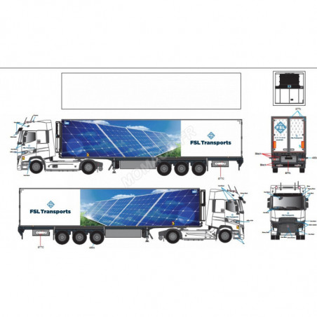 Maqueta de camión RENAULT T HIGH 2021 CHEREAU REMOLQUE "FSL SOLAR PANEL"