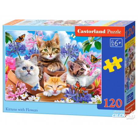  Kittens with Flowers Puzzle 120 Pieces