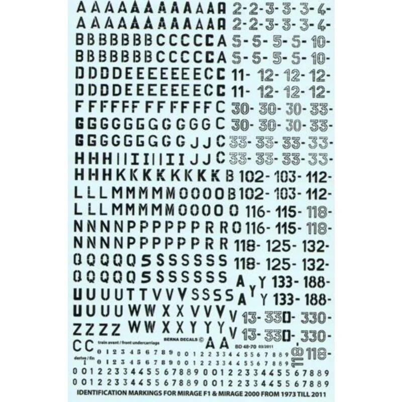 French Armee de l′Air Identification letters and numbers for Mirage F1 and Mirage 2000 1973 à 2011. French Armee de l′Air Identification letters and numbers for Mirage F1 and Mirage 2000 1973 à 2011.