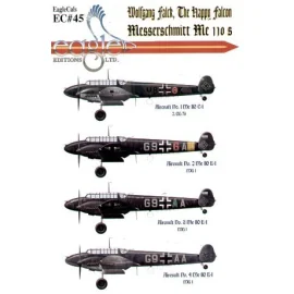 Messerschmitt Bf 110C/E flown by Wolfgang Falck (4) M8+GK 2.ZG76 RLM 70/71/56 1939 G9+GA NJG1 1940 G9+green AA NJG1 1941 Both ov