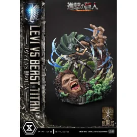 Estatuas Attack on Titan - Ultimate Premium Masterline Series 1/4 Levi Versus Beast Titan Bonus Version 73 cm