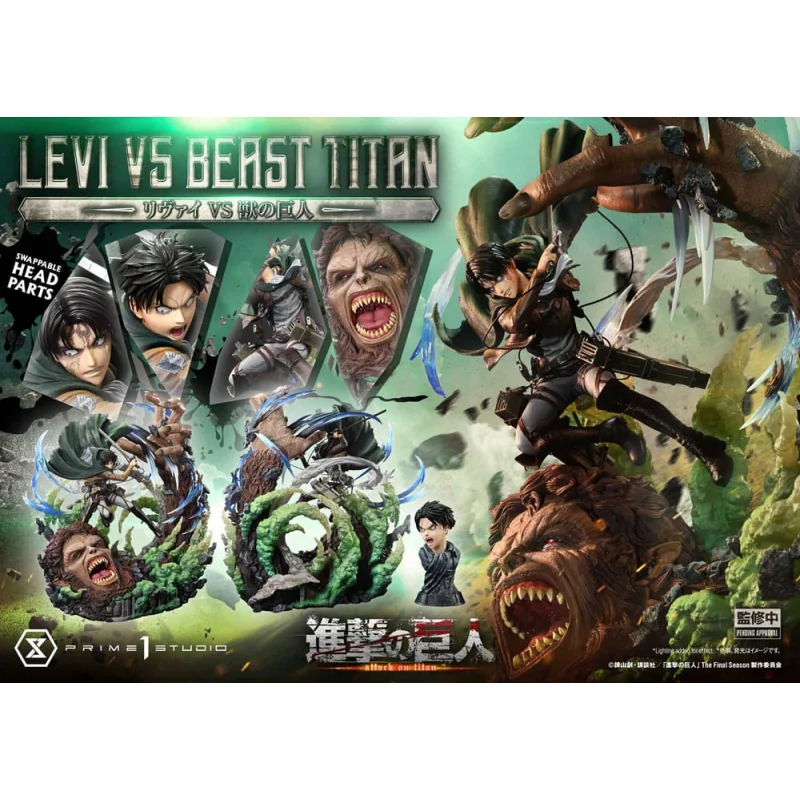 Estatuas Attack on Titan - Ultimate Premium Masterline Series 1/4 Levi Versus Beast Titan Bonus Version 73 cm
