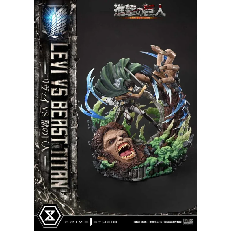 P1SUPMAOT-02S Attack on Titan - Ultimate Premium Masterline Series 1/4 Levi Versus Beast Titan Bonus Version 73 cm