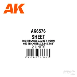  1mmthickness x 245 x 195mm - STYRENE SHEET