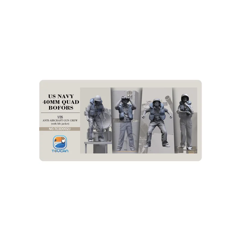 Figuras US NAVY 40MM QUAD BOFORS Anti-Aircraft Gun Crew with Life Jackets Set 2J 1:35 Figure