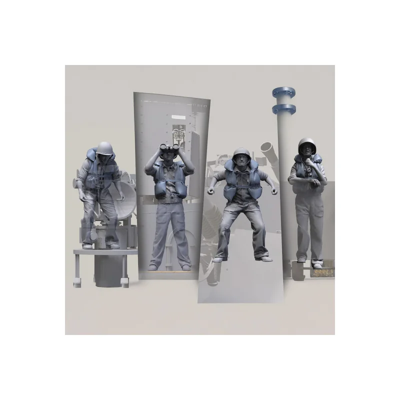 Figuras históricas US NAVY 40MM QUAD BOFORS Anti-Aircraft Gun Crew with Life Jackets Set 2J 1:35 Figure