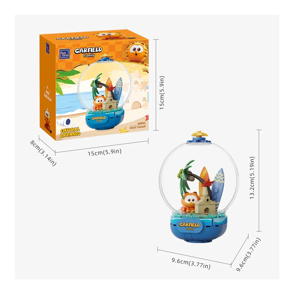 Juegos de edificación Garfield Crystal Ball Series Pantasy Garfield Chill Island 13cm