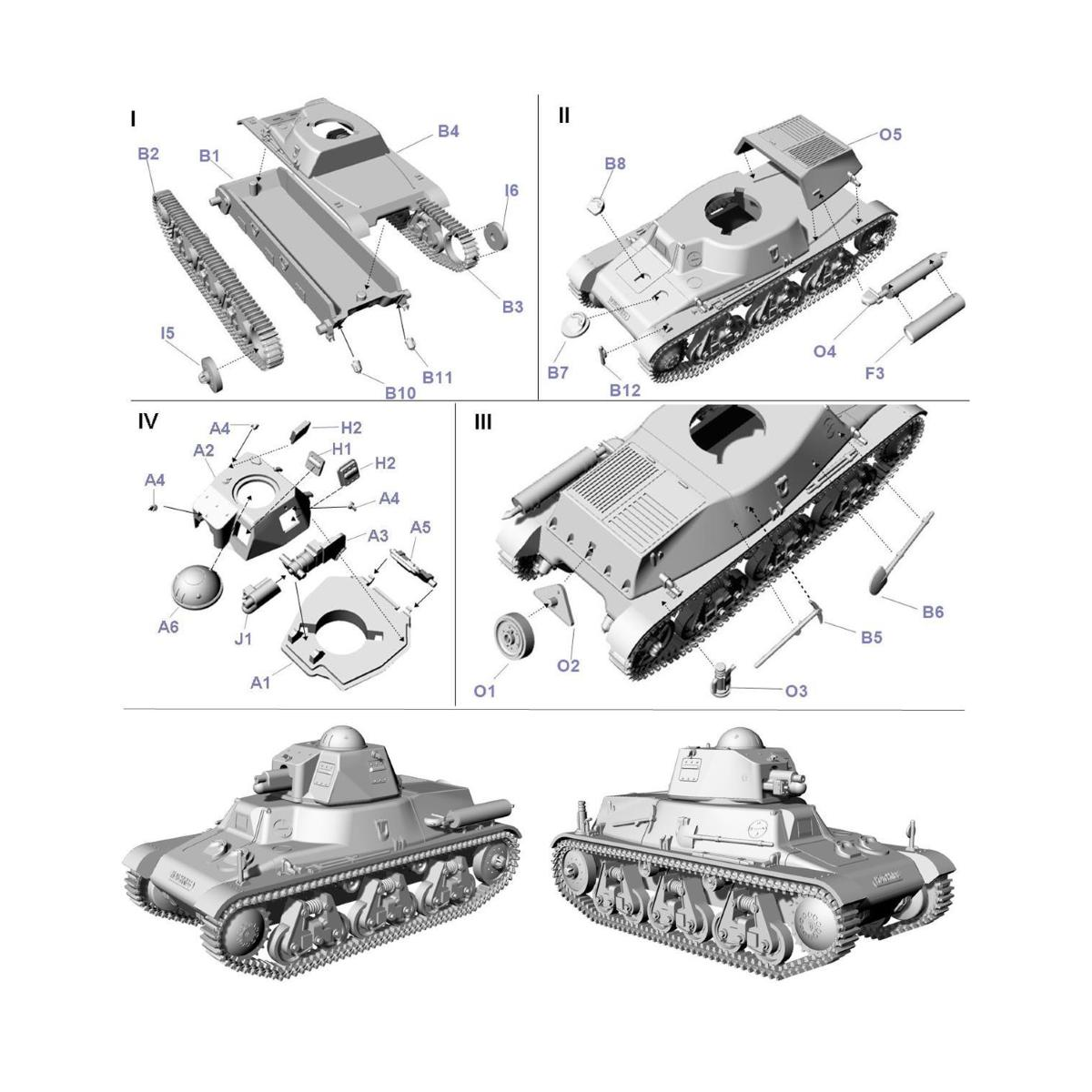 Maqueta militar FIRST TO FIGHT: 1/72; Hotchkiss H38 with SA18 cannon