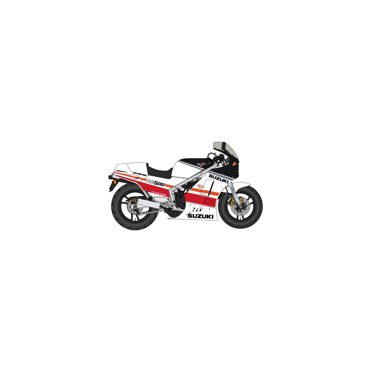 Maqueta de moto Plastic model of Suzuki RG Gamma 500 1986 motorcycle latest version 1:12