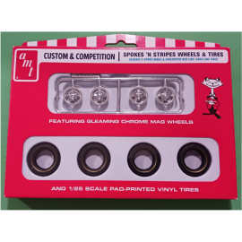 AMT PP031 CUSTOM & COMPETITION CAR ACCESSORY SPOKES N STRIPES WHEELS & TIRES 1/25
