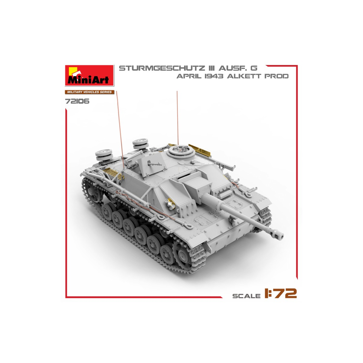 MINIART 72106 MODEL STURMGESCHUTZ III AUSF. G, APRIL 1943 ALKETT PROD. 1/72