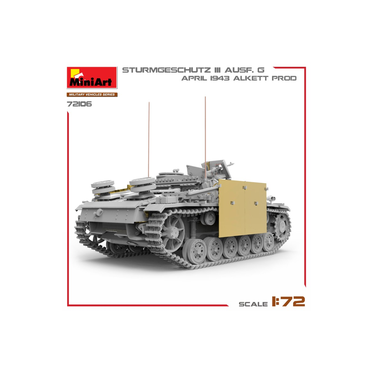 MINIART 72106 MODEL STURMGESCHUTZ III AUSF. G, APRIL 1943 ALKETT PROD. 1/72